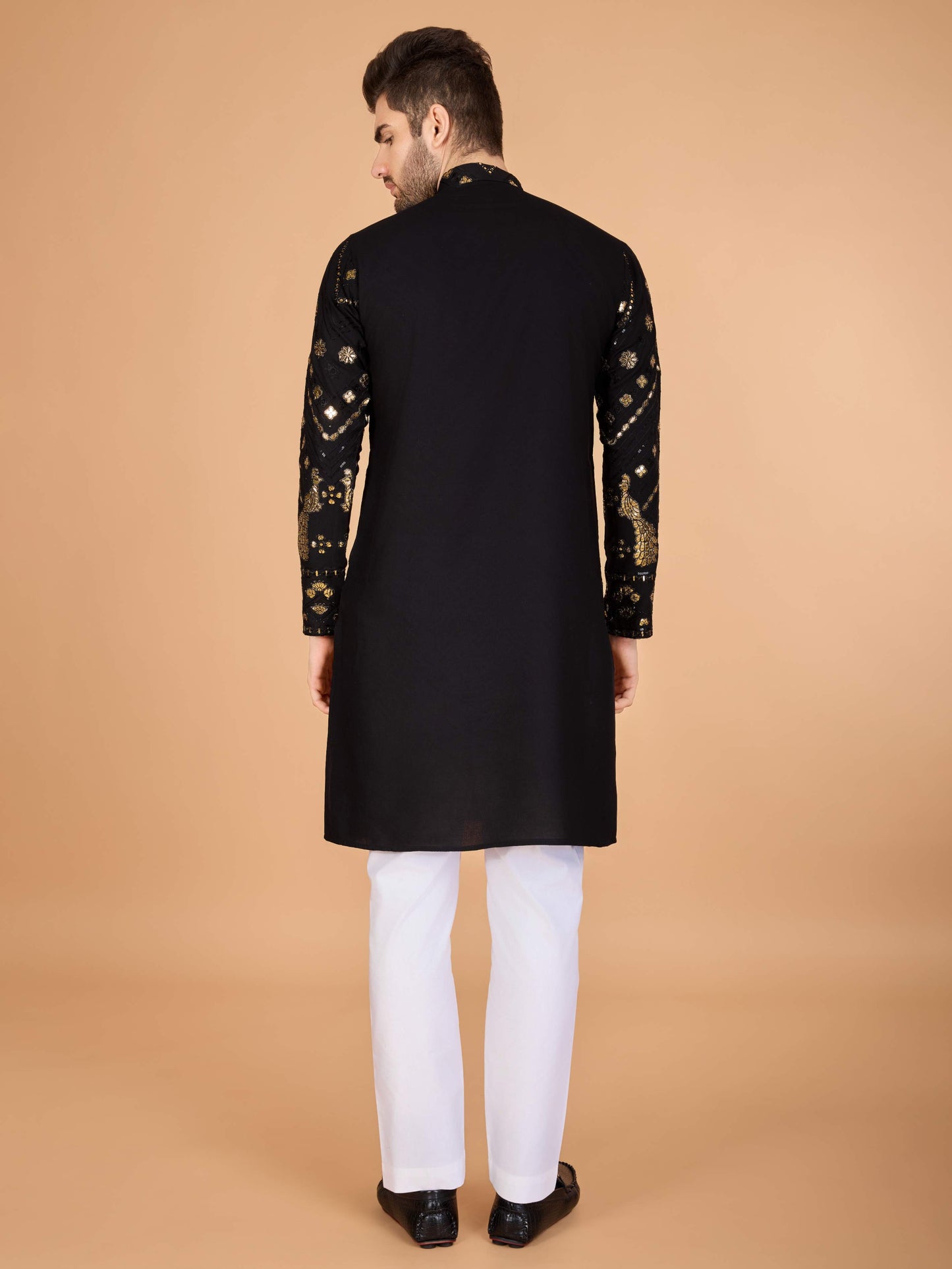 Black color viscose rayon mens kurta images
