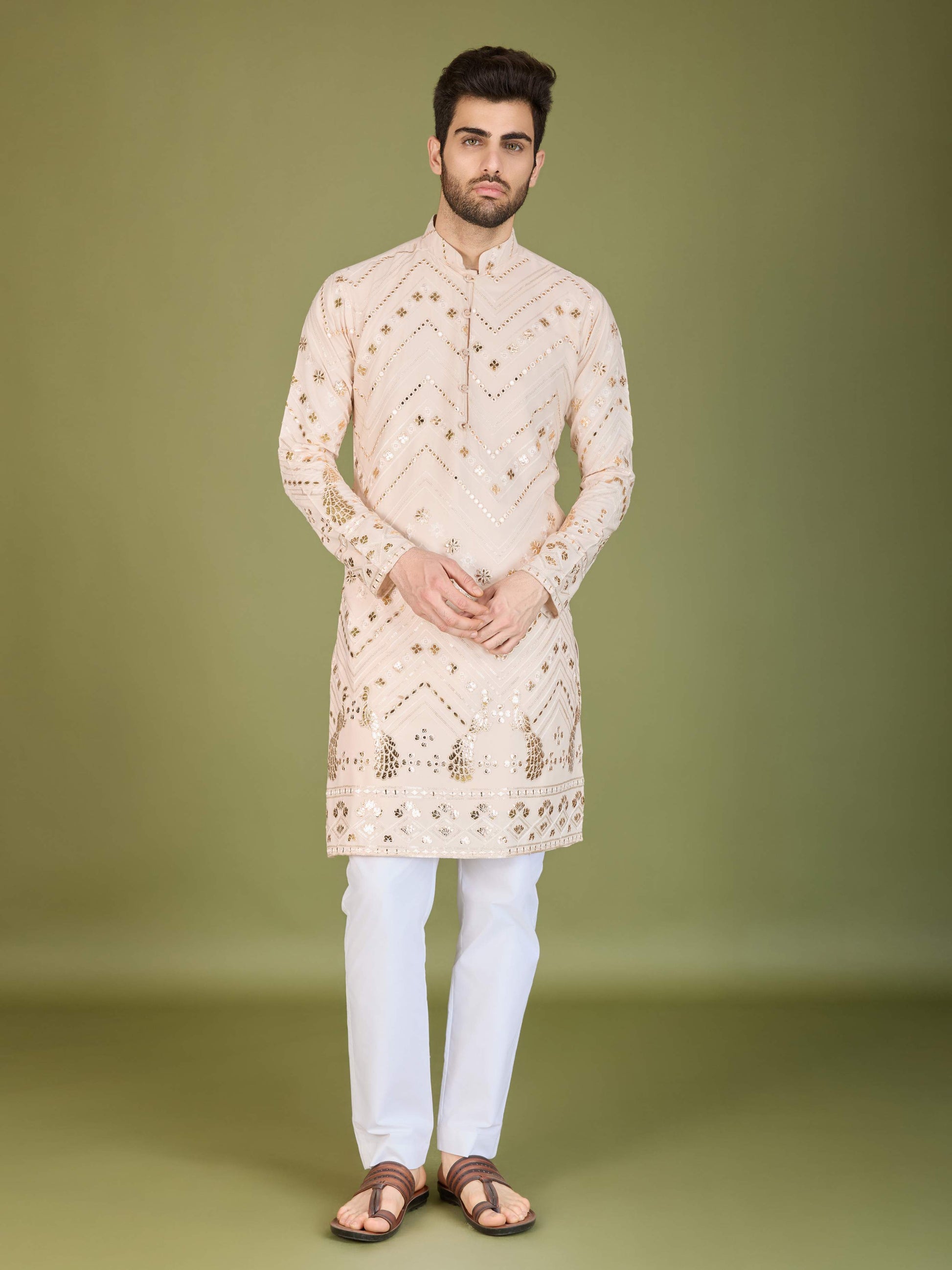 Ivery color viscose rayon kurta for mens