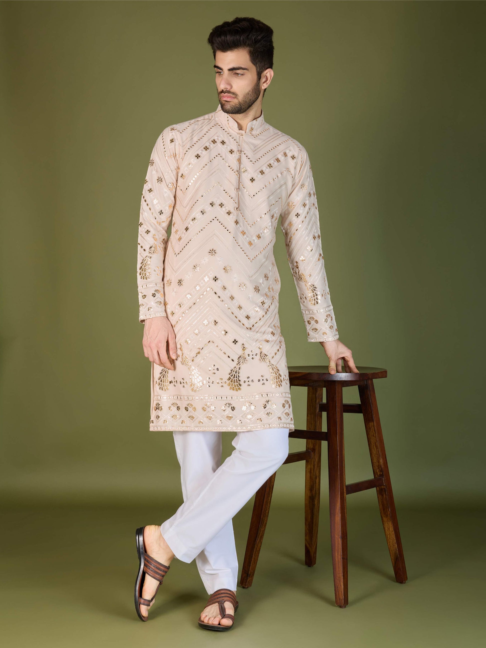 Ivery color viscose rayon mens kurta online