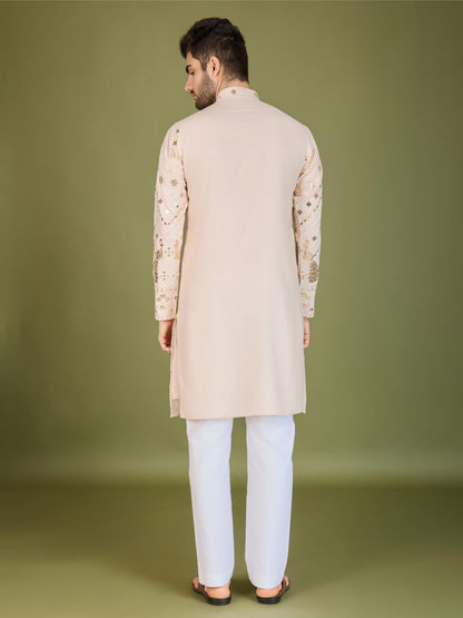 Ivery color viscose rayon mens kurta price