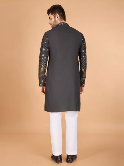 Grey color viscose rayon mens kurta price