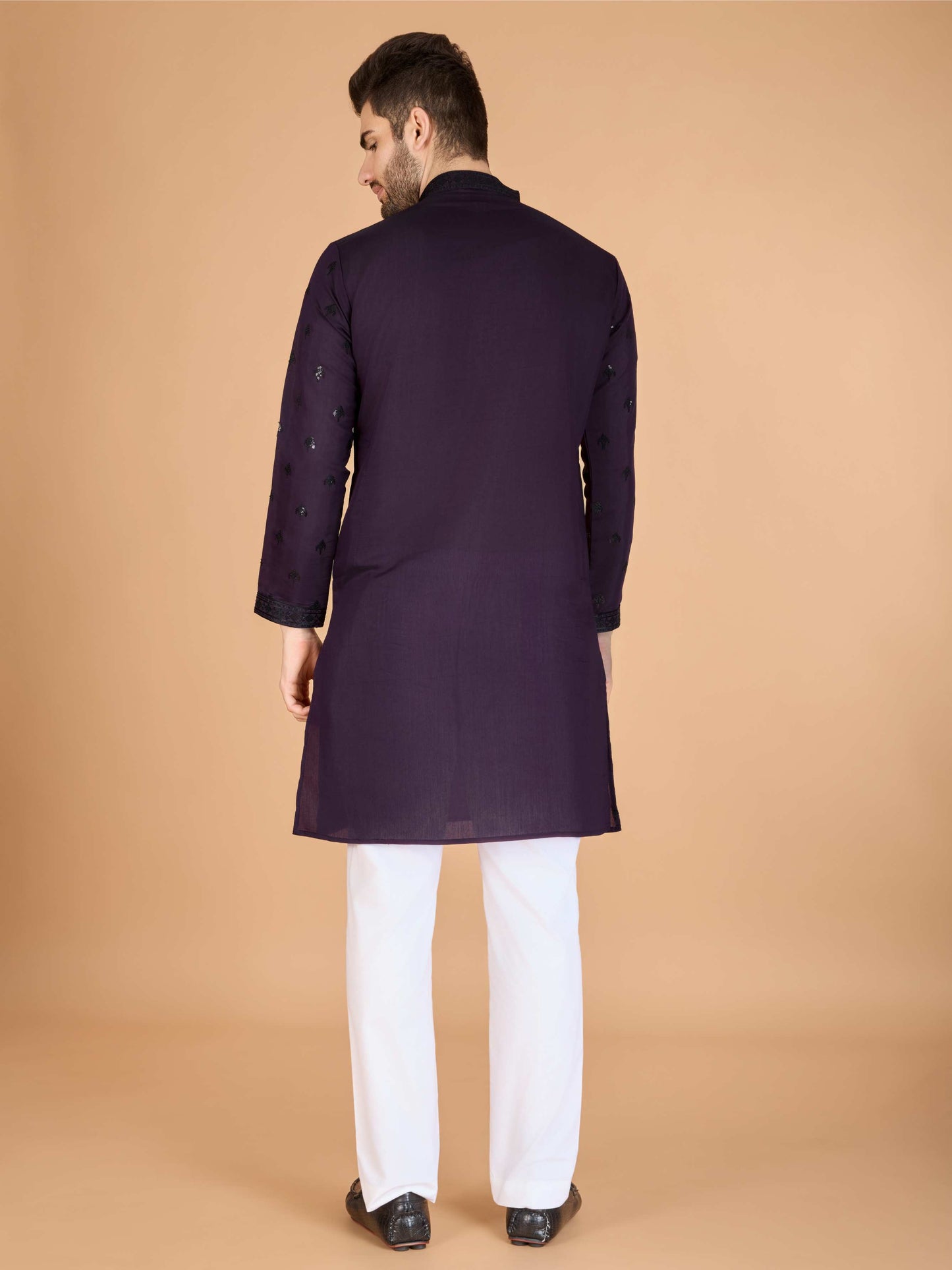 Purple color viscose silk kurta with dupatta images