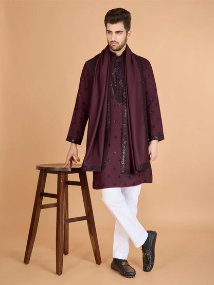 Maroon color viscose silk kurta for women