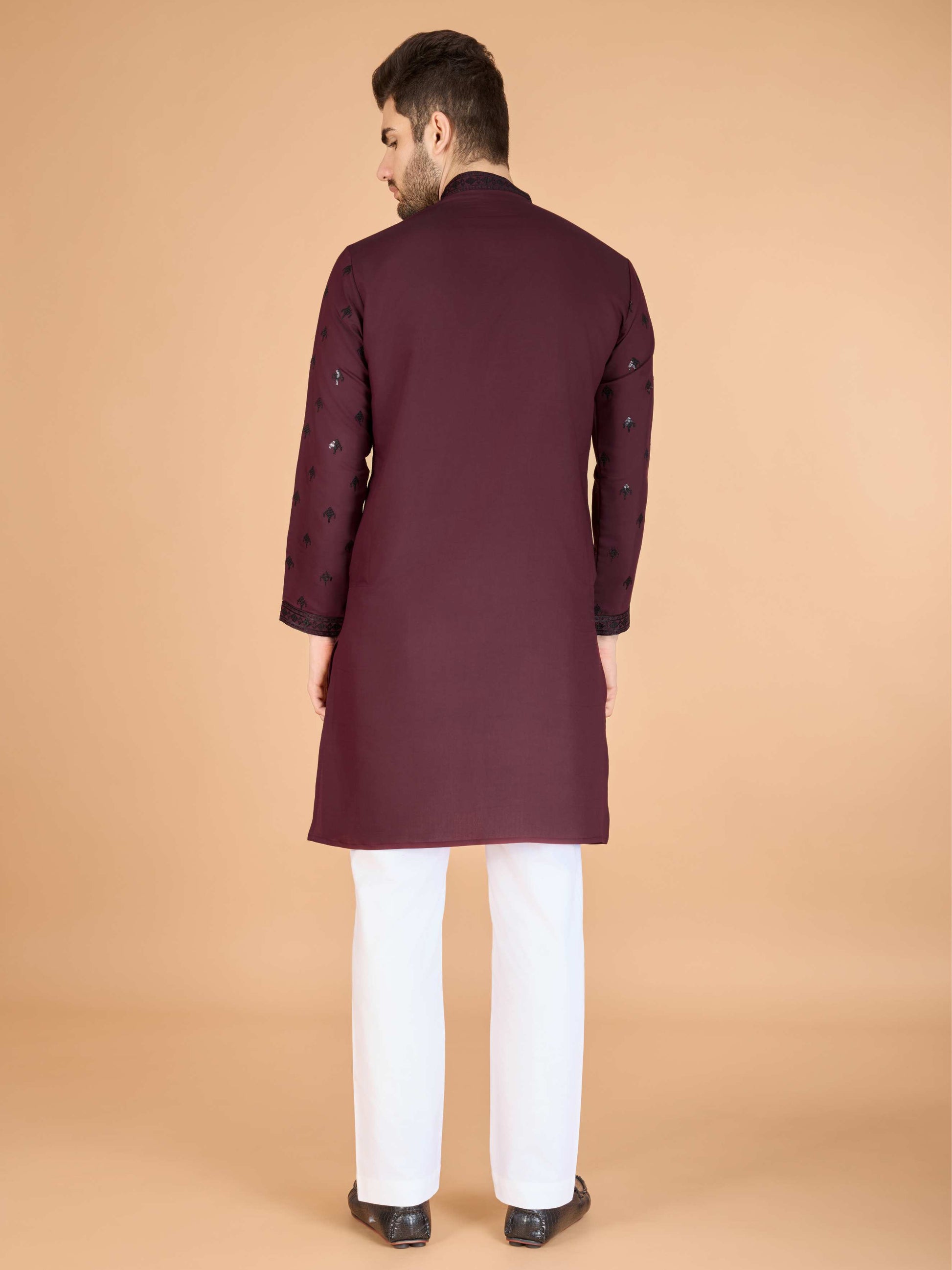 Maroon color viscose silk kurta with dupatta price usa
