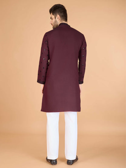 Maroon color viscose silk kurta with dupatta price usa