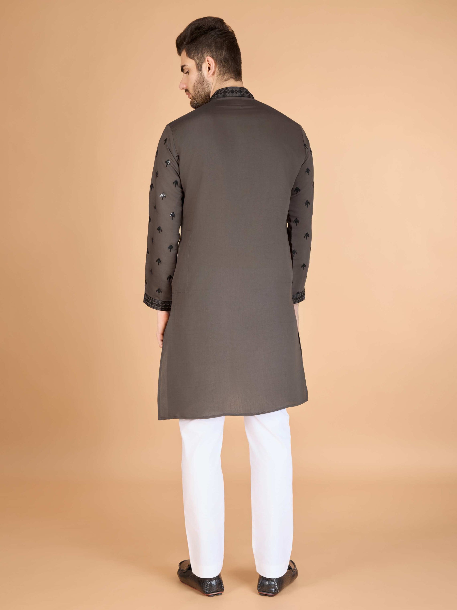 Brown color viscose silk kurta with dupatta with design
