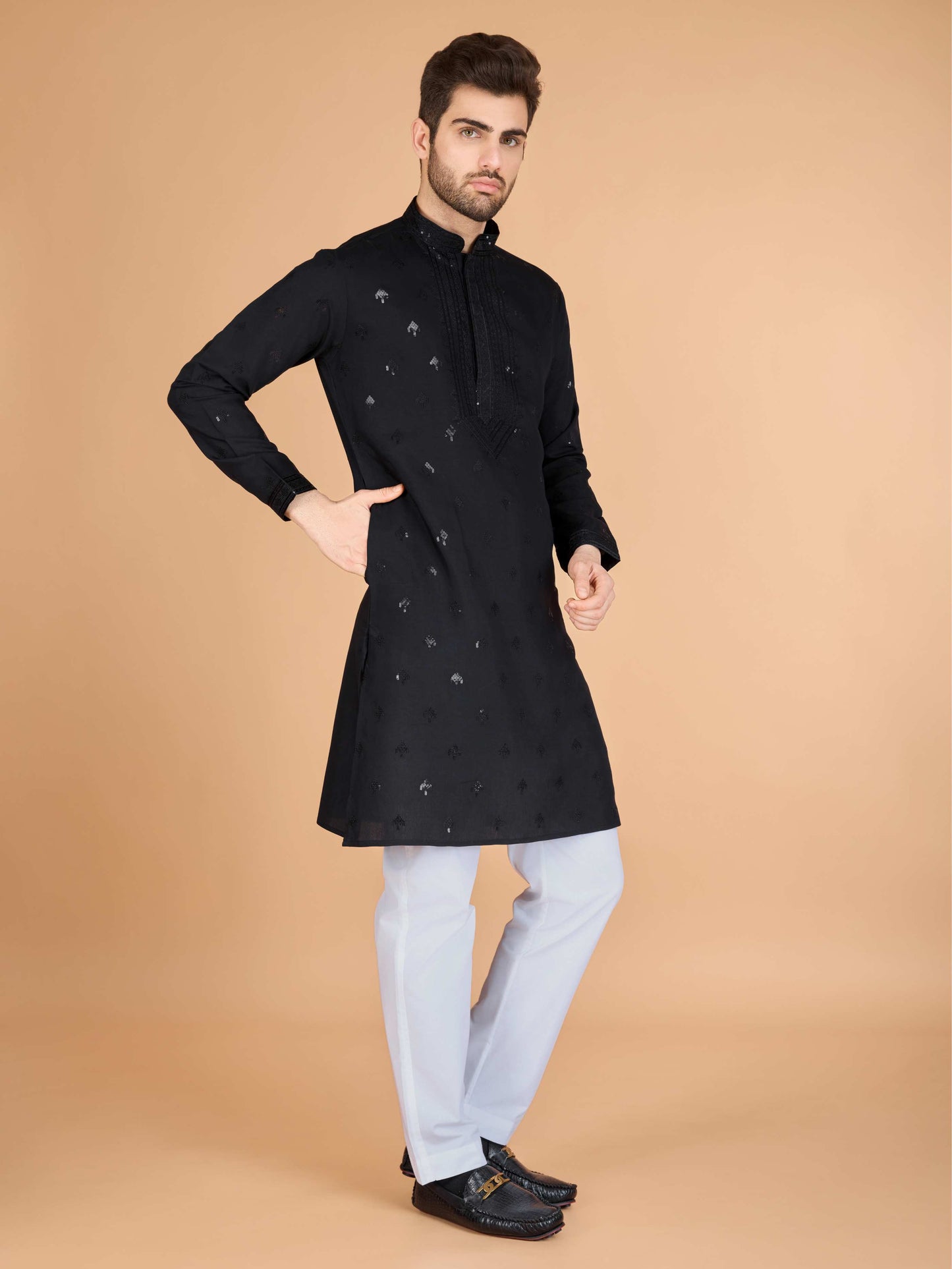 Black color viscose silk kurta with dupatta online shopping