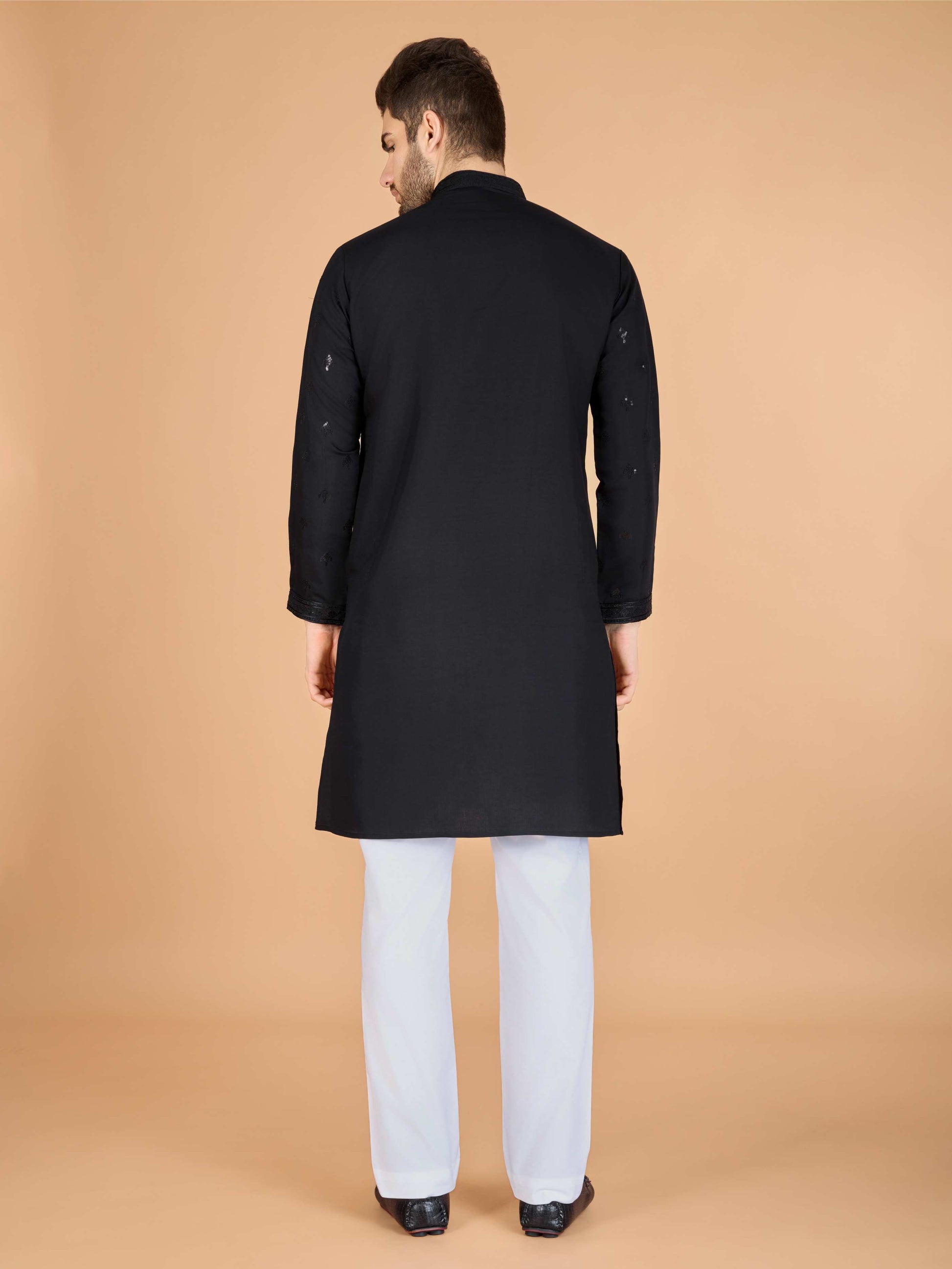 Black color viscose silk kurta with dupatta design
