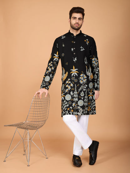 Black color viscose rayon men's kurta price