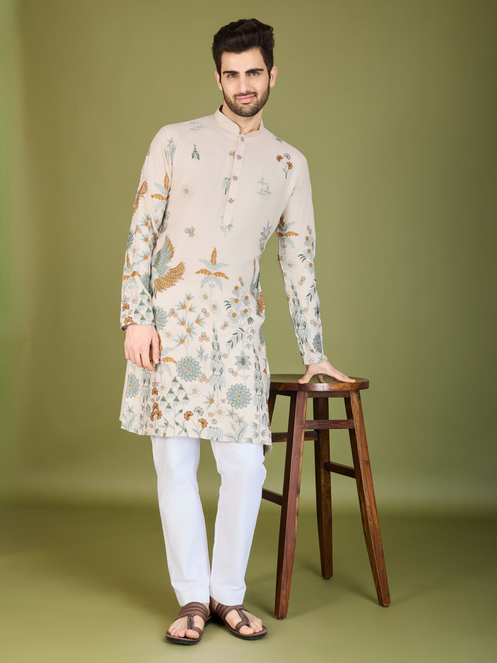 Ivery color viscose rayon  men's kurta price