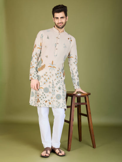 Ivery color viscose rayon  men's kurta price