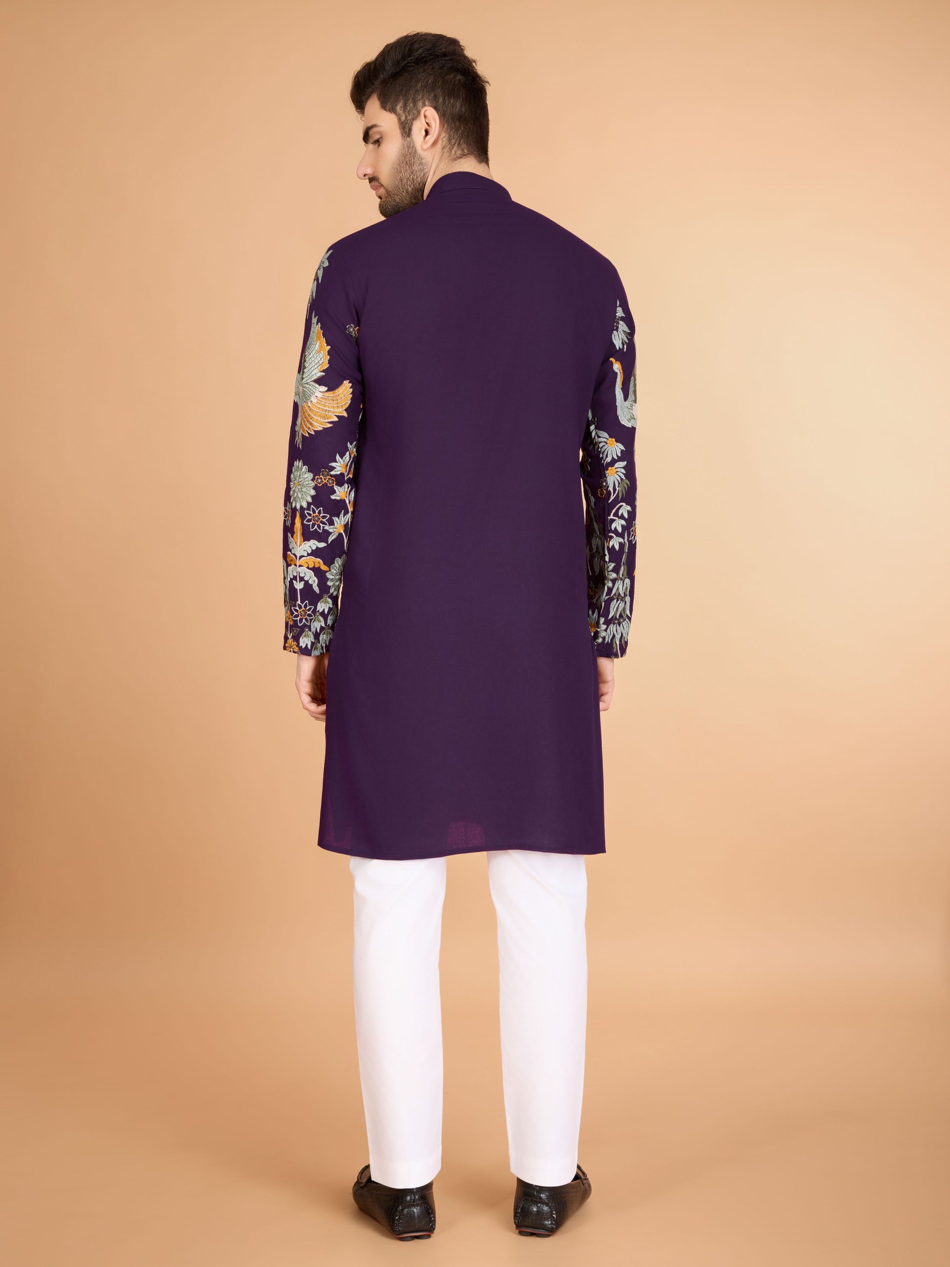 Purple color viscose rayon men's kurta price