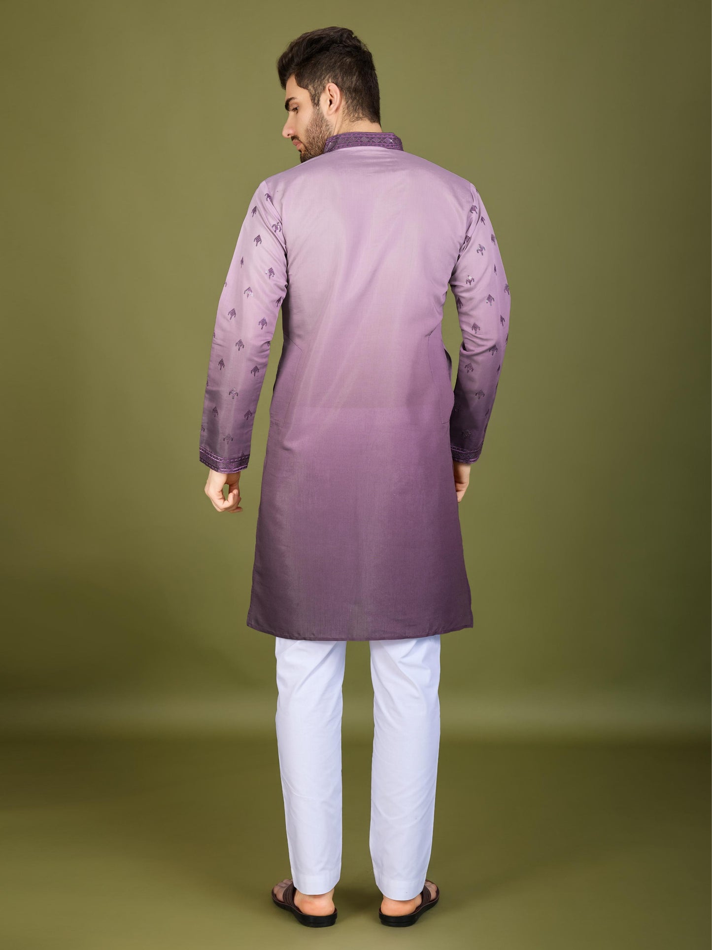 Purple color viscose silk mens kurta price