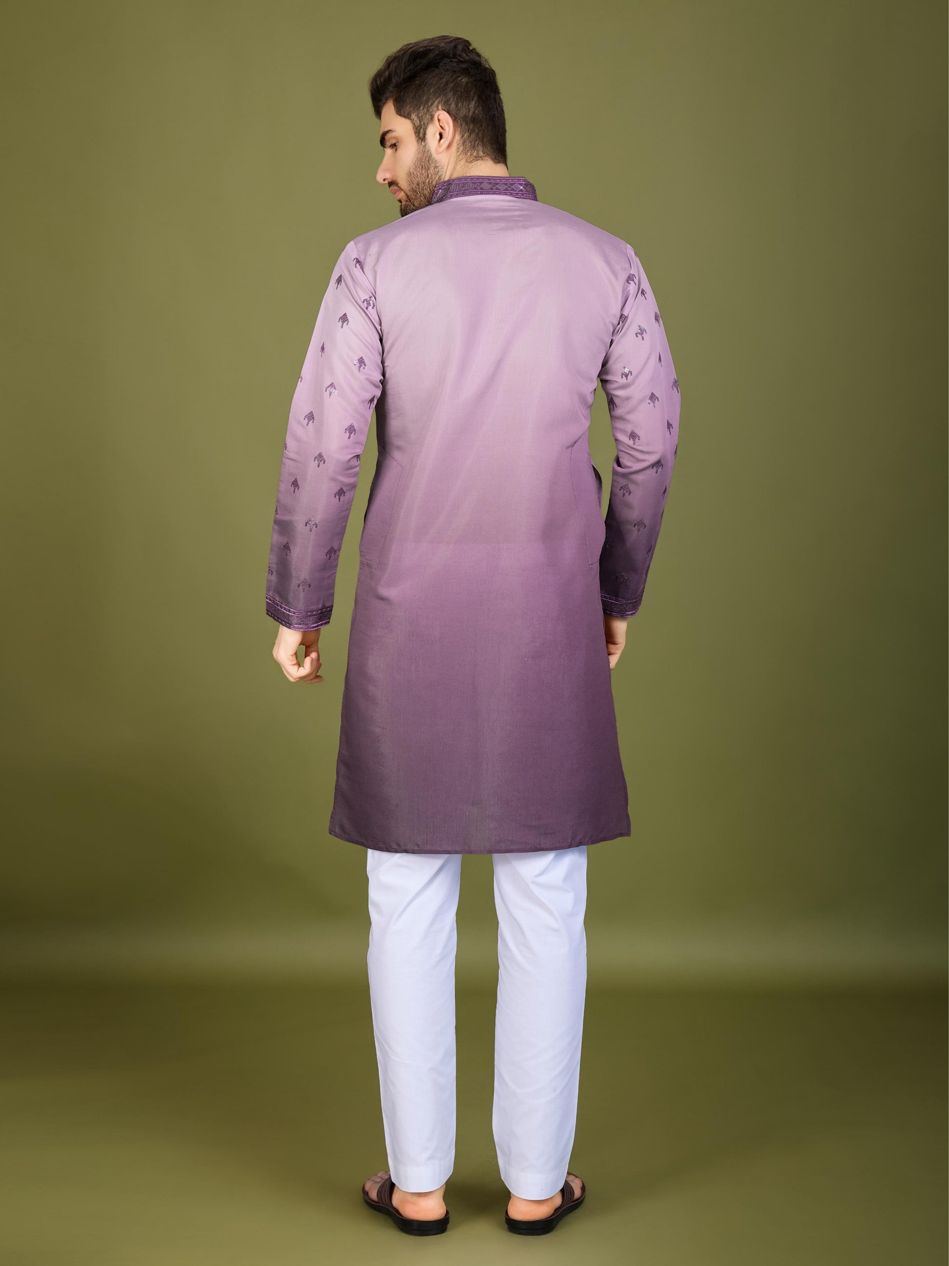 Purple color viscose silk mens kurta price