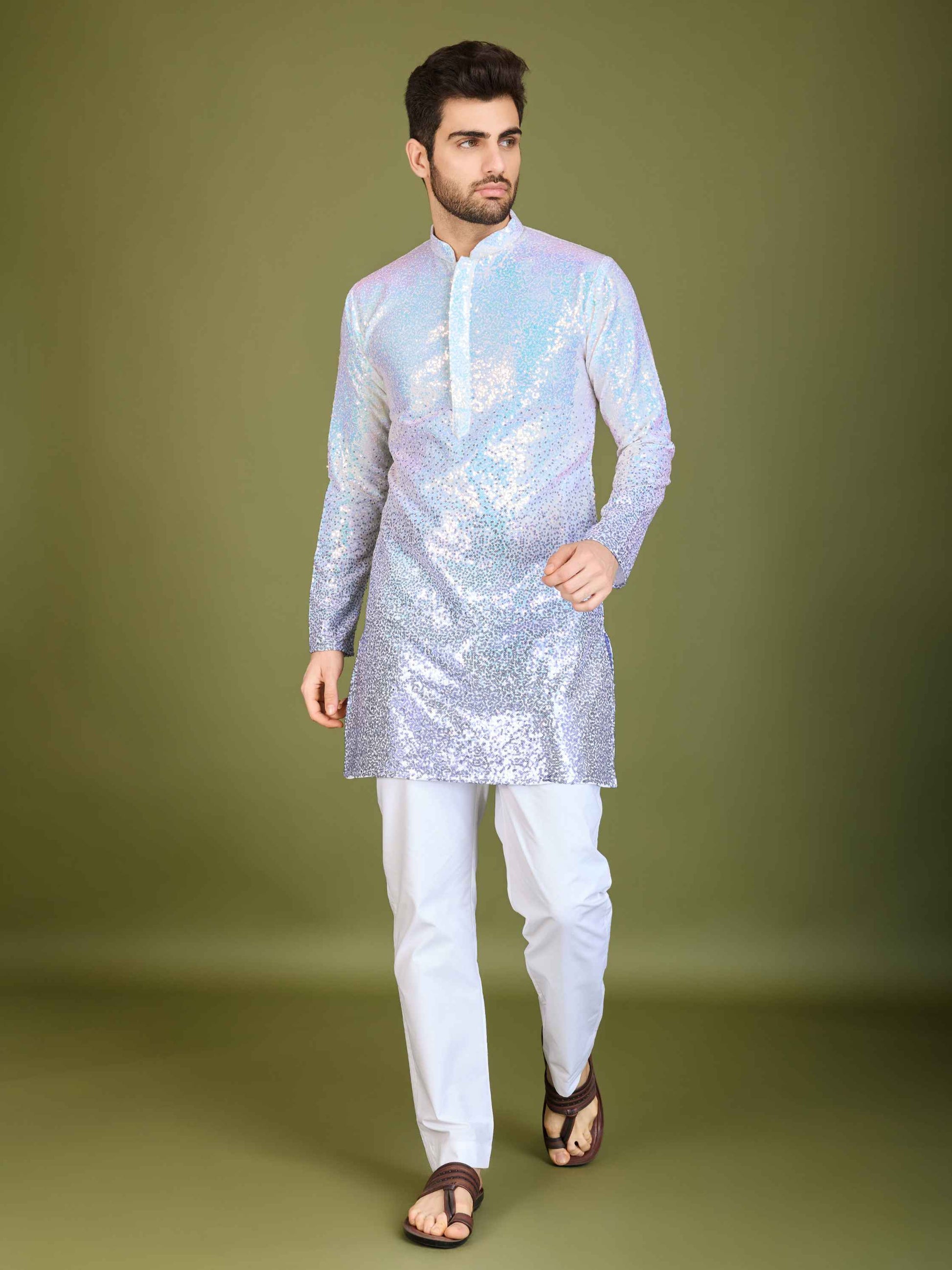 Purple color georgette men's kurta images