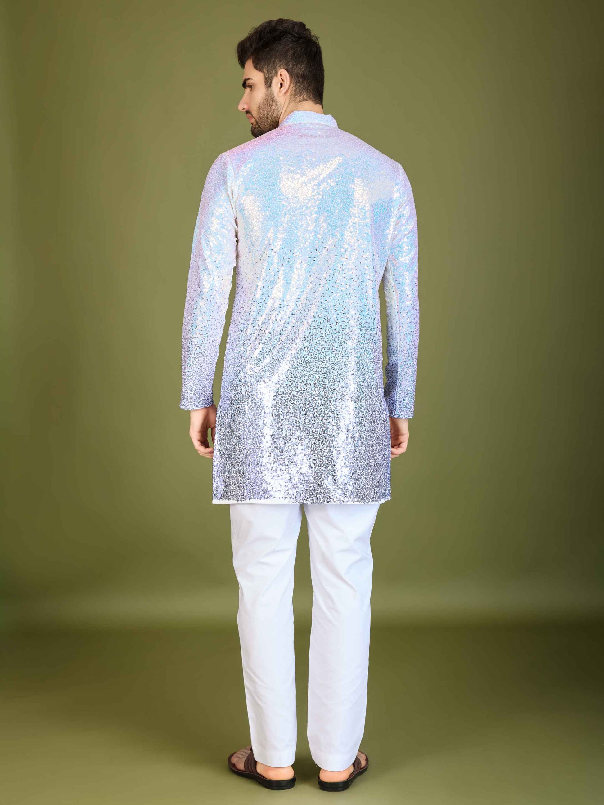 Purple color georgette men's kurta design