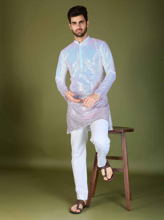 Pink color georgette kurta for wedding 
