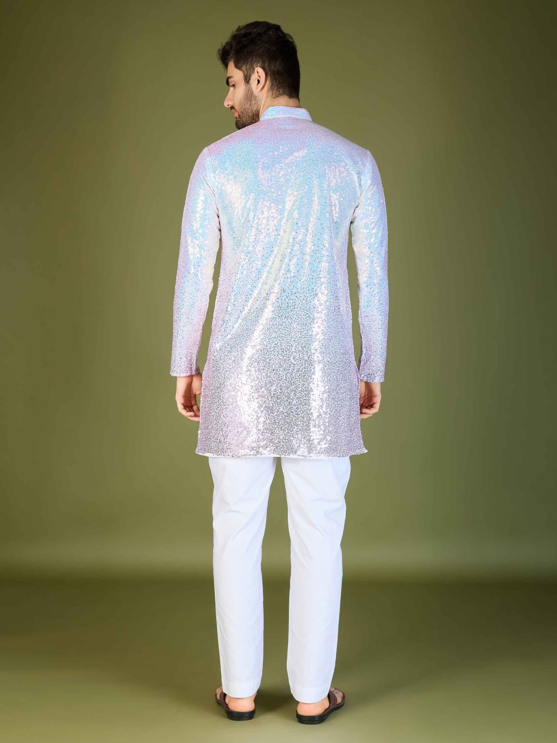 Pink color georgette men's kurta design