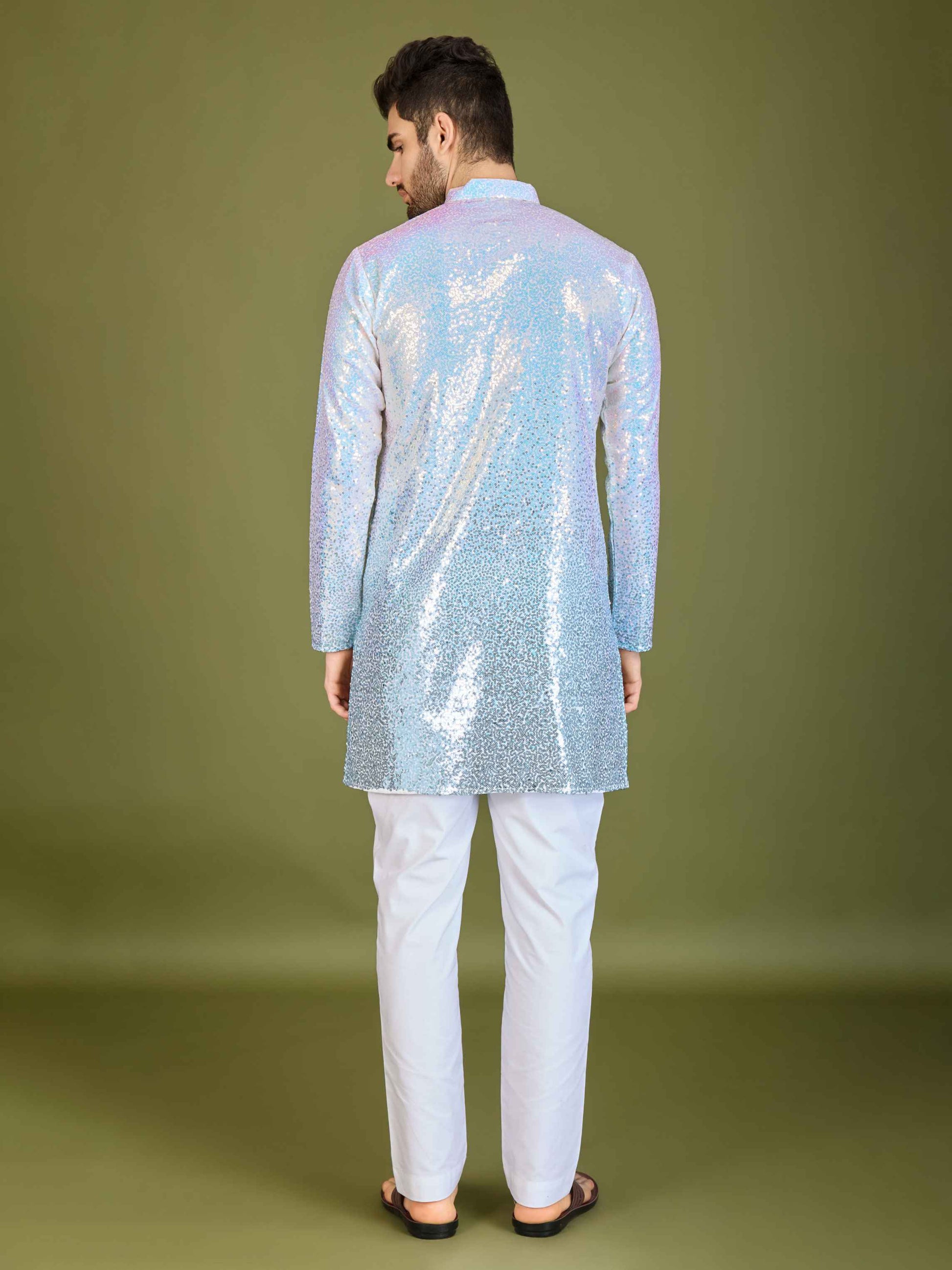 Blue color georgette men's kurta design