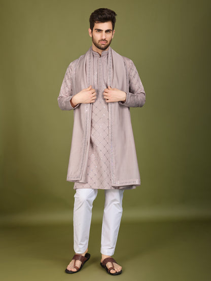Ivery color viscose silk kurta for mens