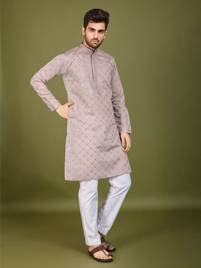 Ivery color viscose silk mens kurta for party