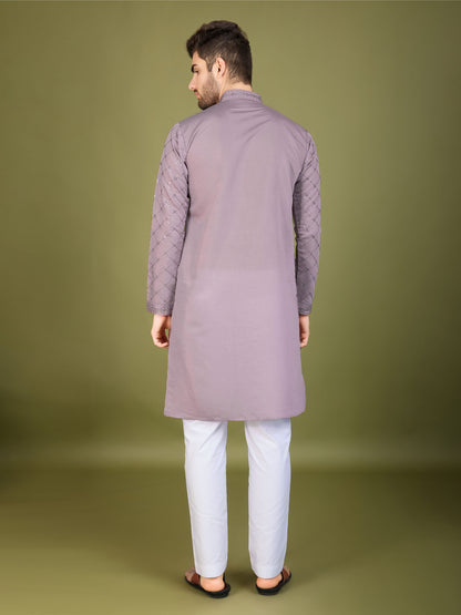 Mauve color viscose silk mens kurta price