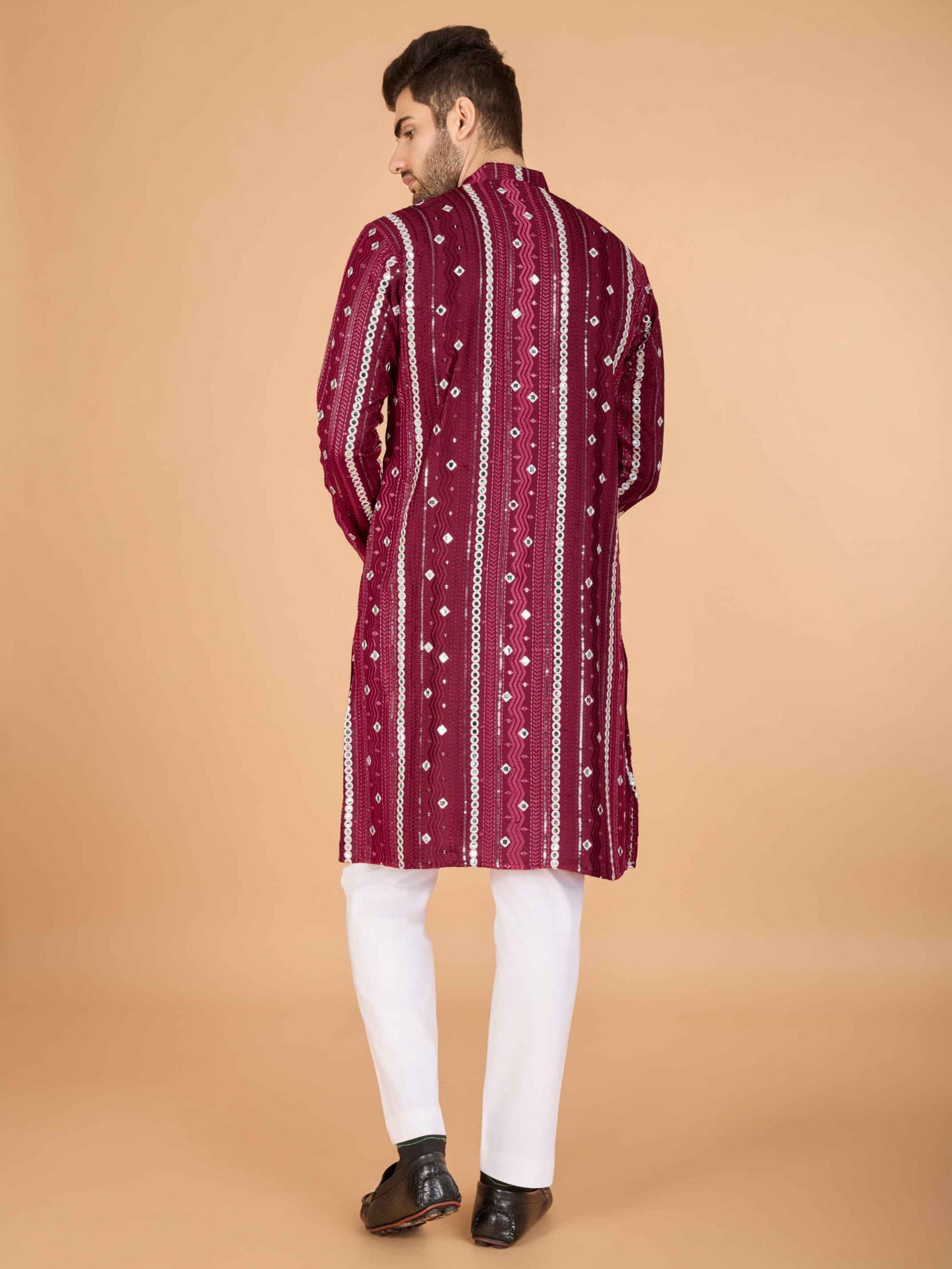 Maroon color pure viscose rayon men's kurta price
