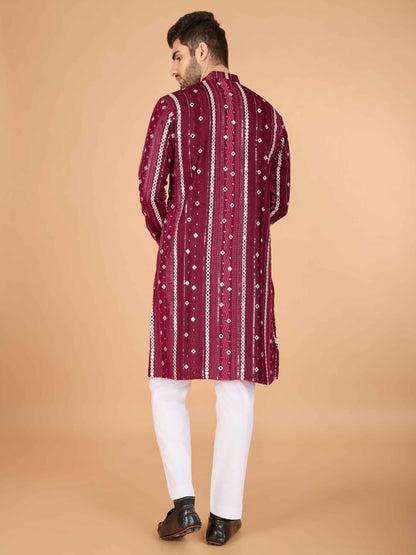 Maroon color pure viscose rayon men's kurta price