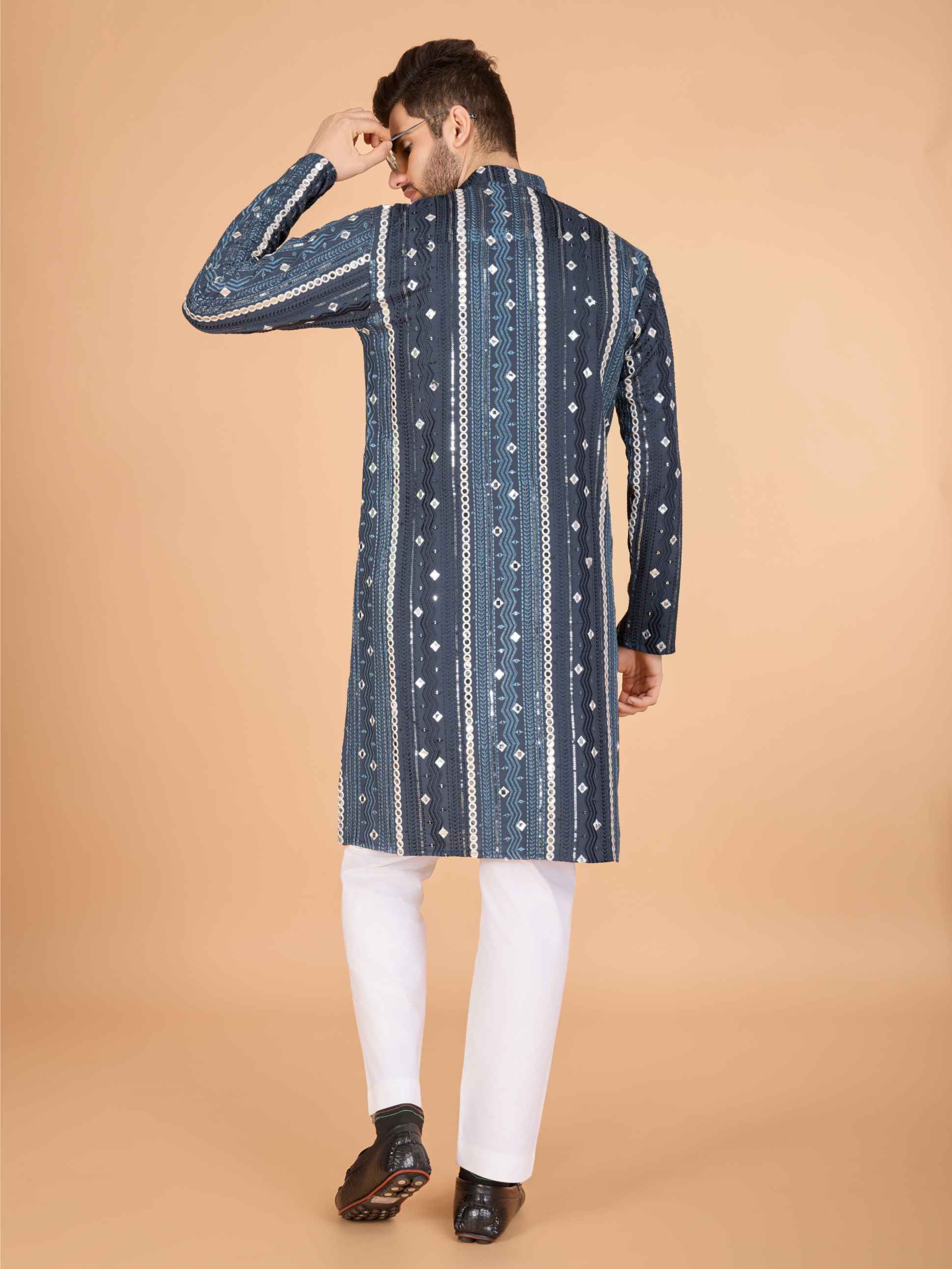 Grey color viscose rayon men's kurta price