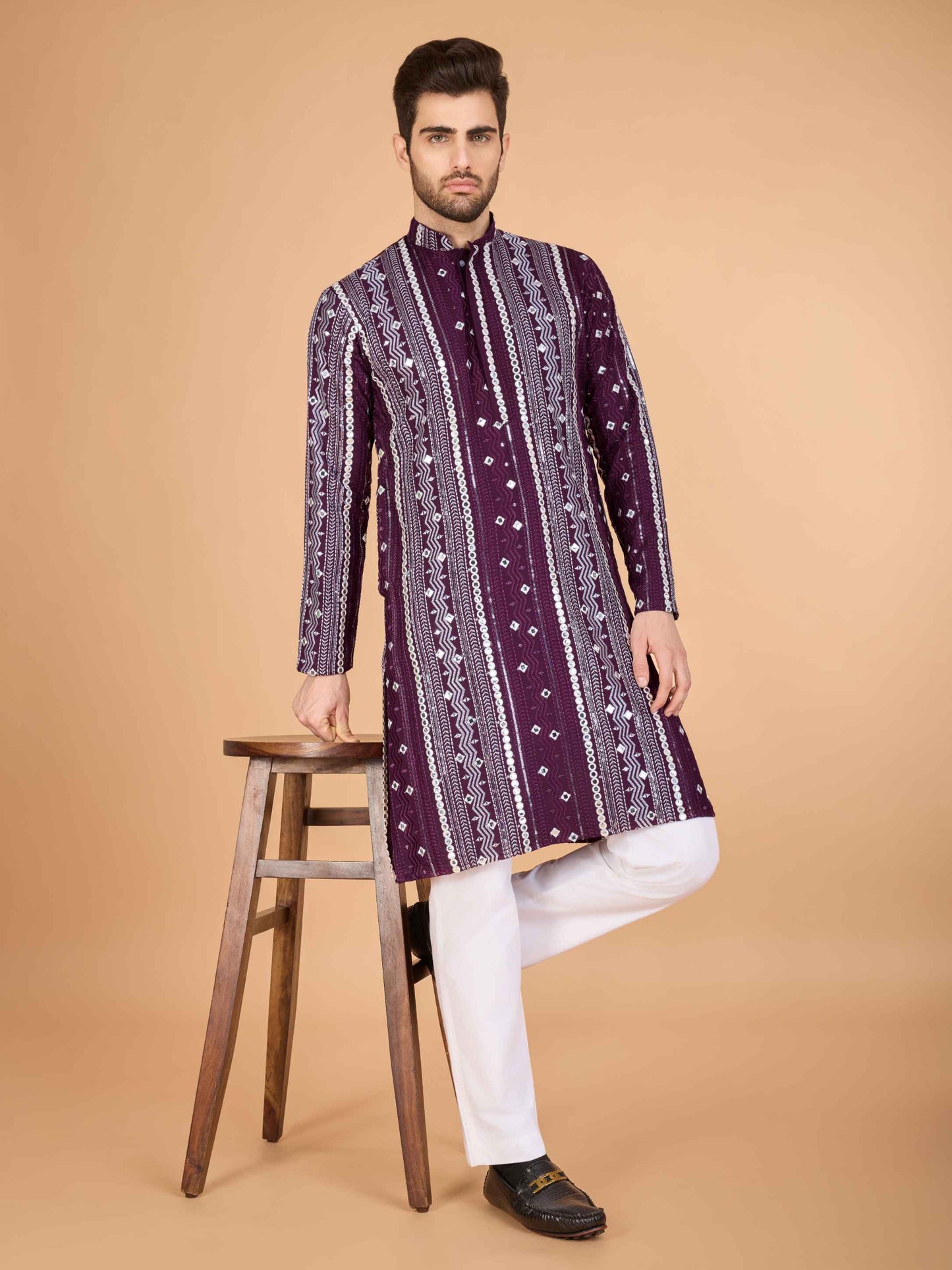 purple color pure viscose rayon kurta online shopping