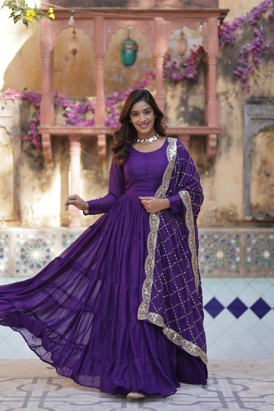 Purple Colour Gown for Wedding
