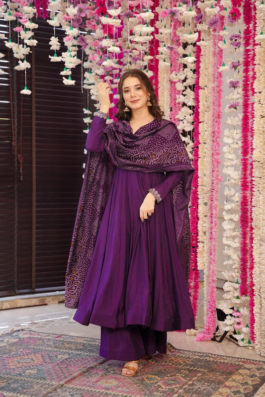 Wine color chanderi salwar suit for women 