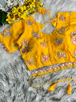 Fancy Yellow Blouse For Haldi Look