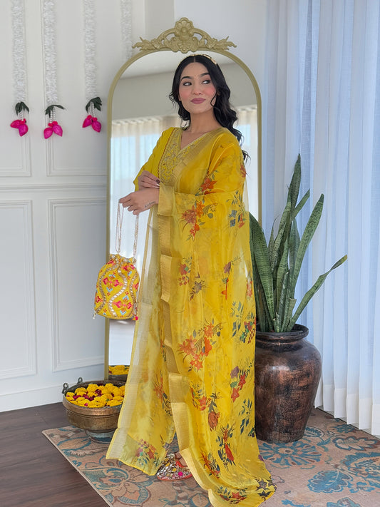 Mustard Color rayon salwar suit for wedding