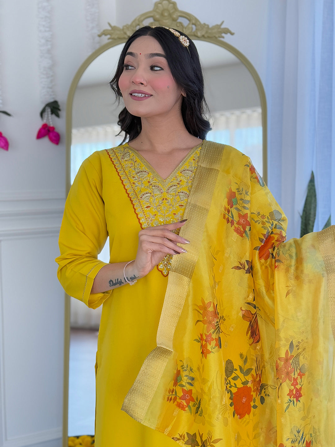 Mustard Color rayon salwar suit with dupatta price