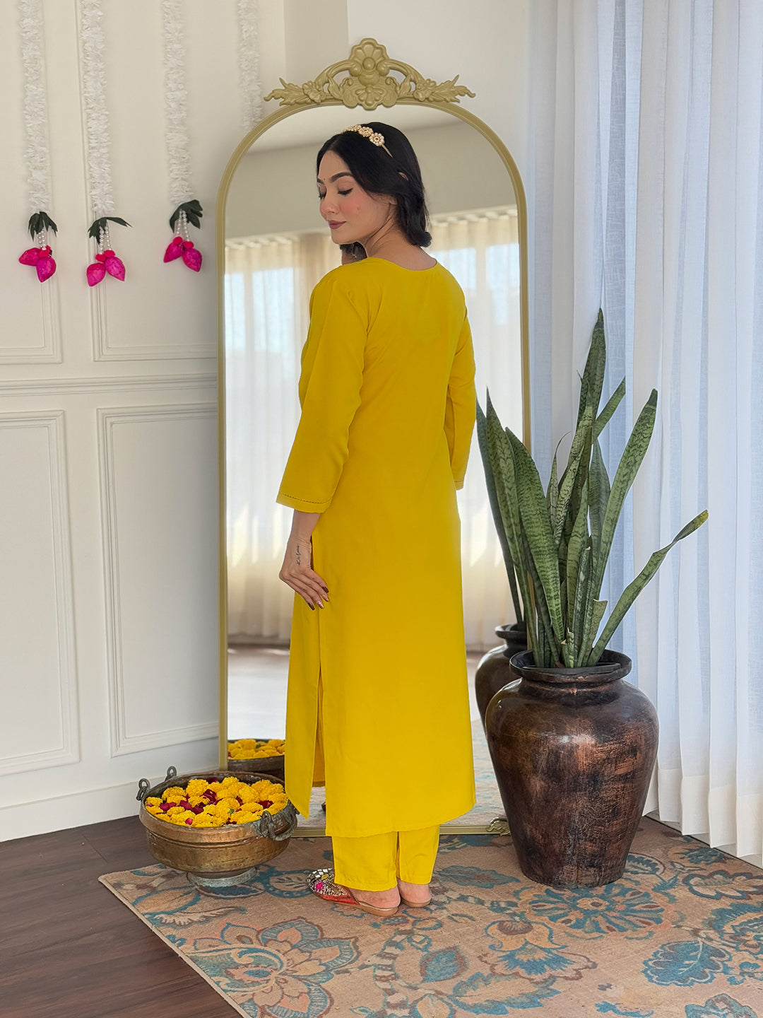 Mustard Color rayon salwar suit with dupatta
