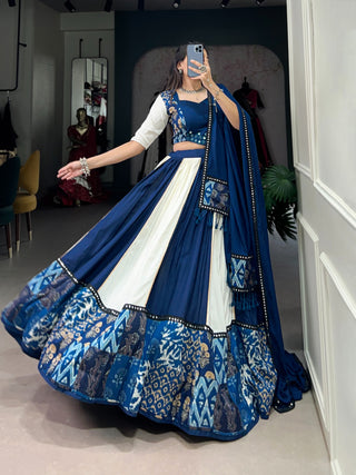 Navy blue lehenga combination
