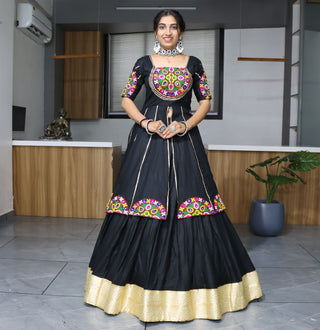 Black traditional navratri lehenga with blouse