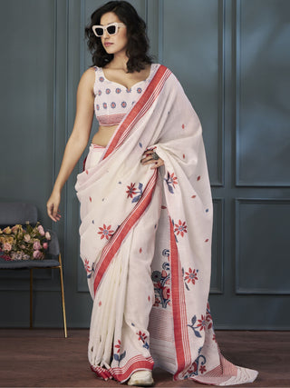 Bollywood Trendy Handloom Linen Silk Sarees with Blouse