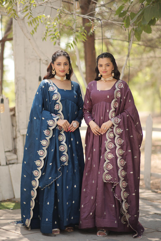 Embroidery work gown for women