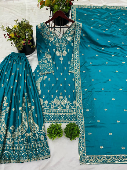 Rama color chinon silk sharara suit for women