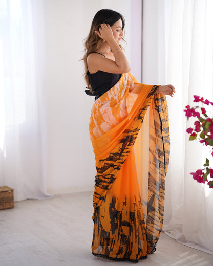Orange color georgette saree for women online