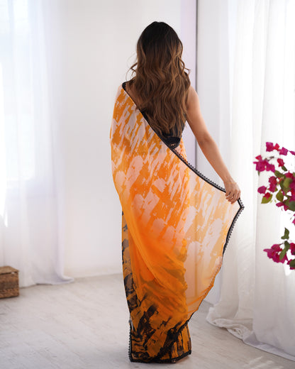 Orange color georgette saree for women images