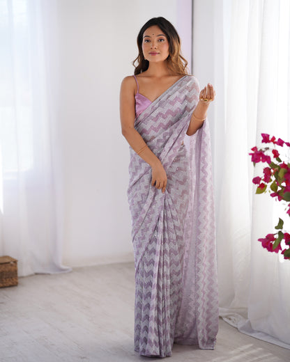 Purple color knitted saree for women
