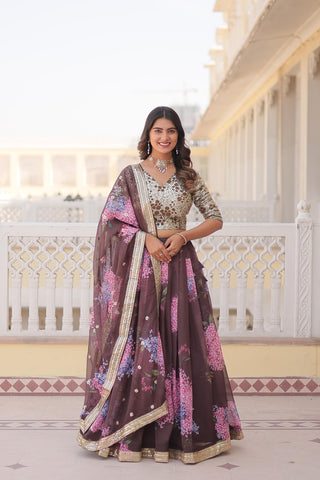 Brown color lehenga choli