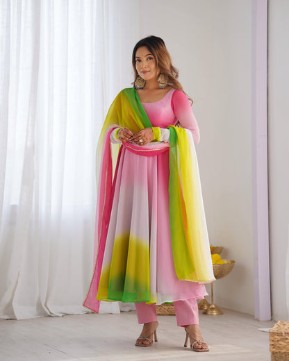 Multi color georgette salwar suit with dupatta online