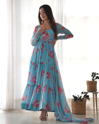 Sky Blue Gown Party Wear