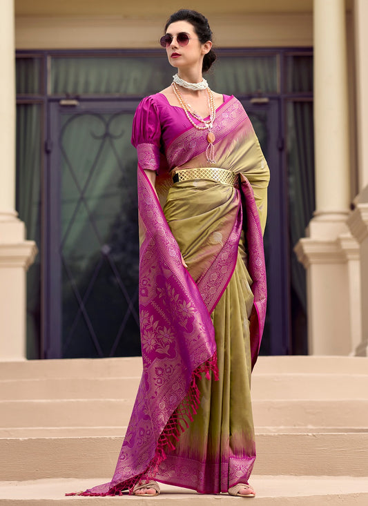 Mustard color soft silk saree for women online
