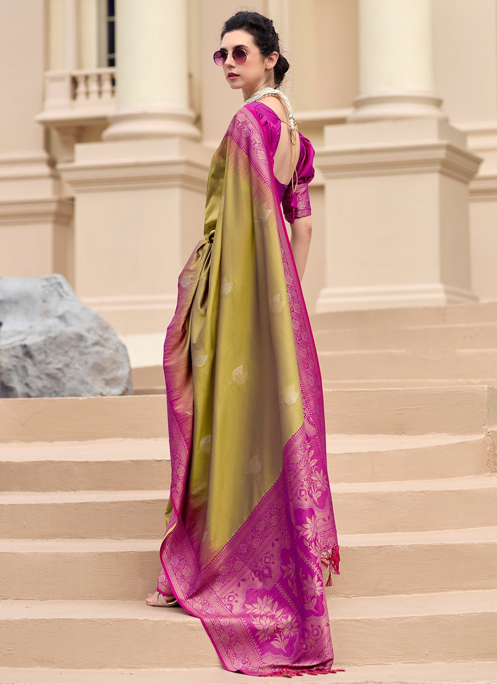 Mustard colour Saree Party Wear
