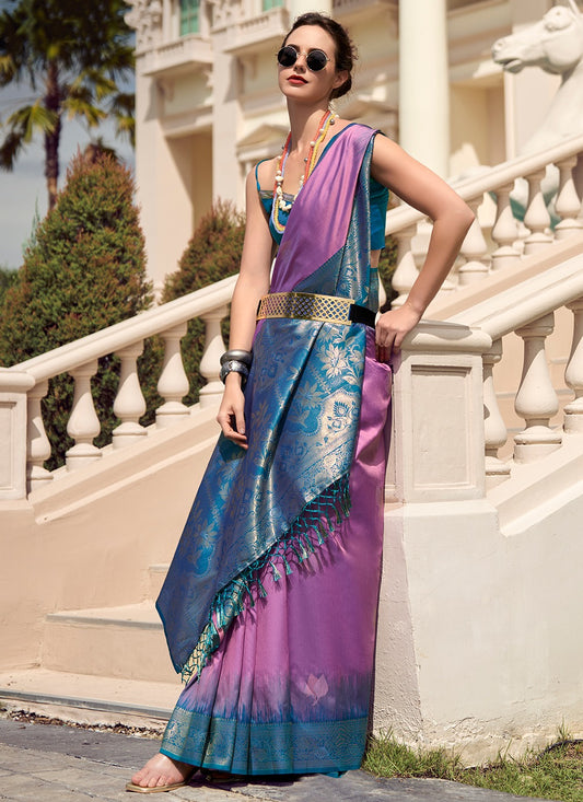 Lavender color soft silk saree for women price
